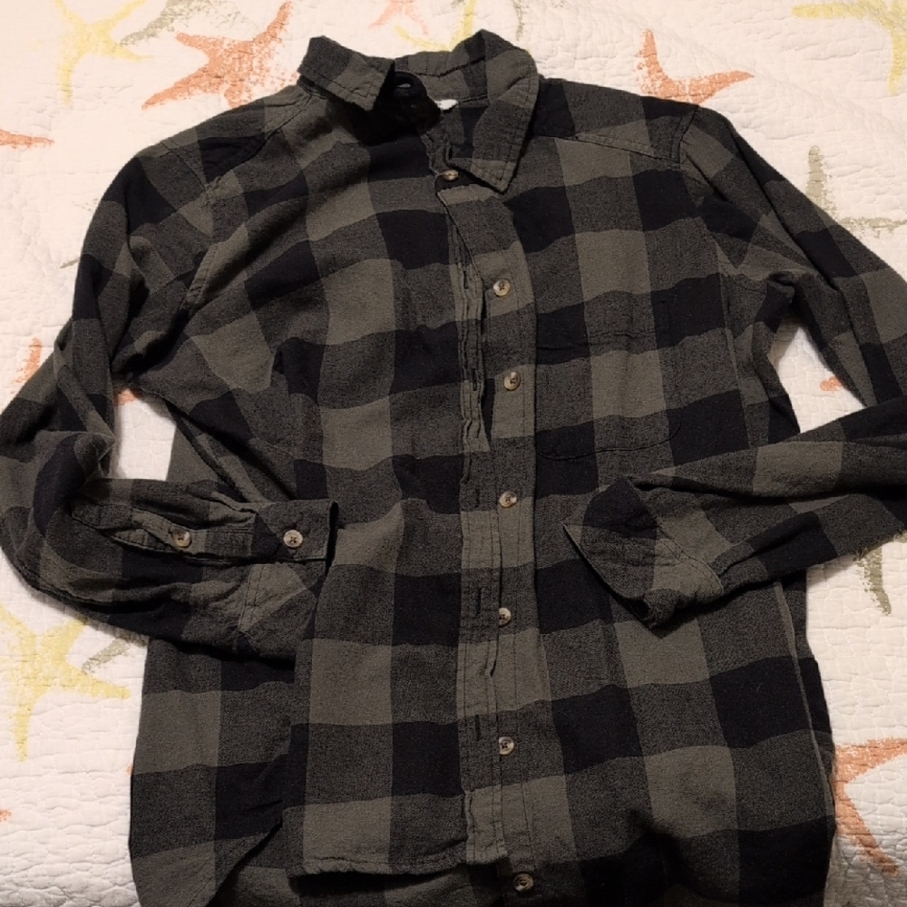 Sonoma | Women's Black and Green Checkered Shirt